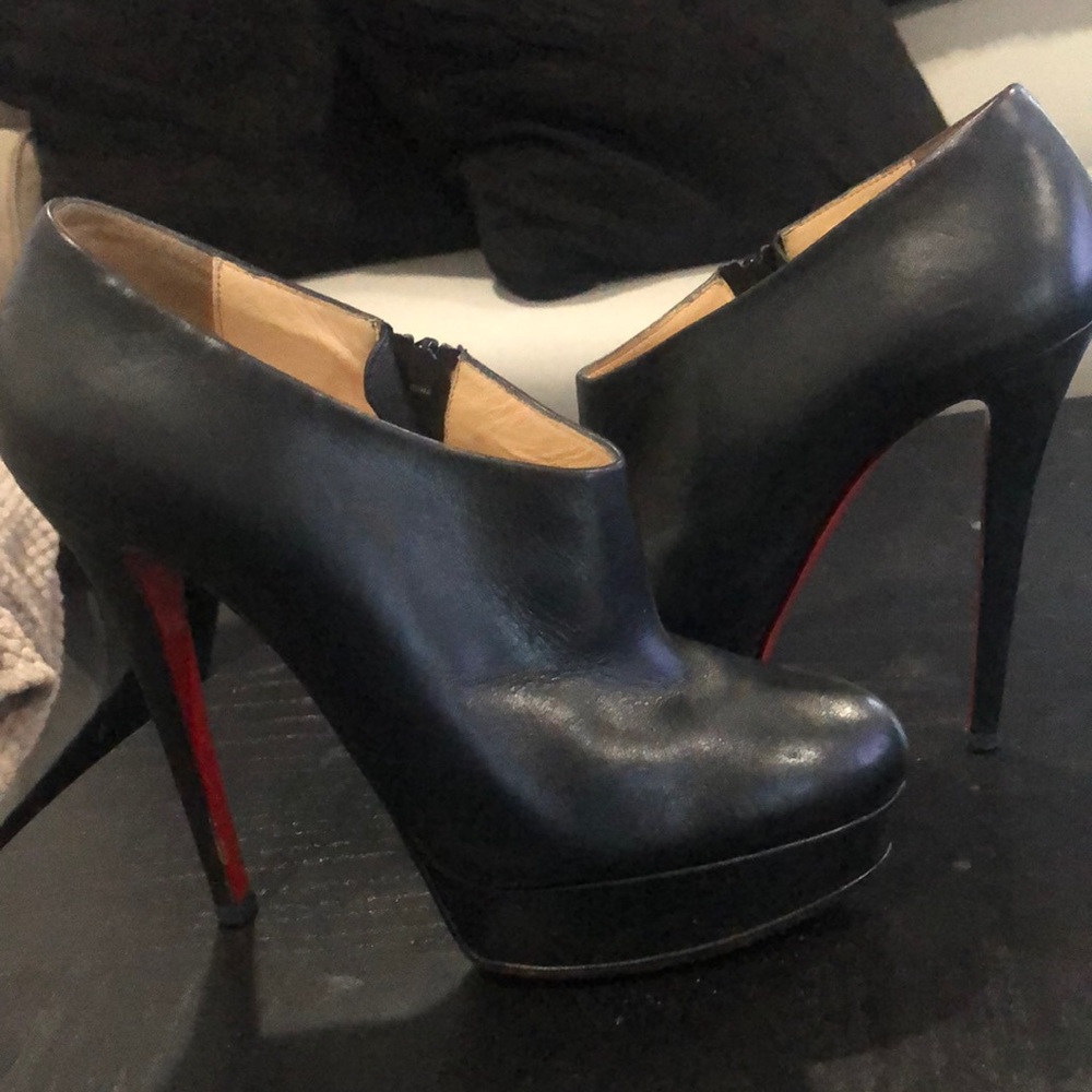 Christian Louboutin Moulage Black Leather Booties